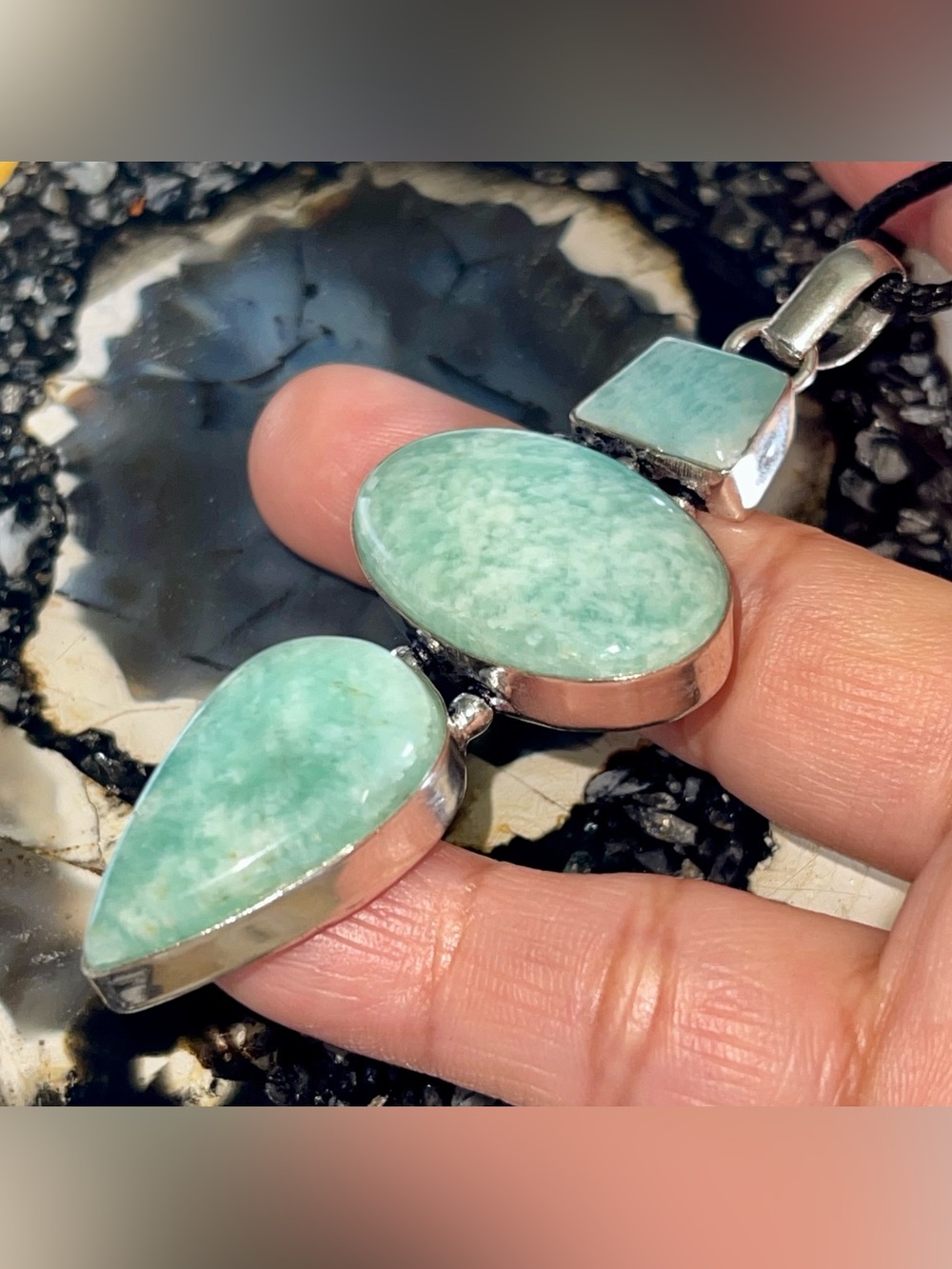 Green Amazonite Crystal Pendant 3 1/4” - Picture 8 of 17